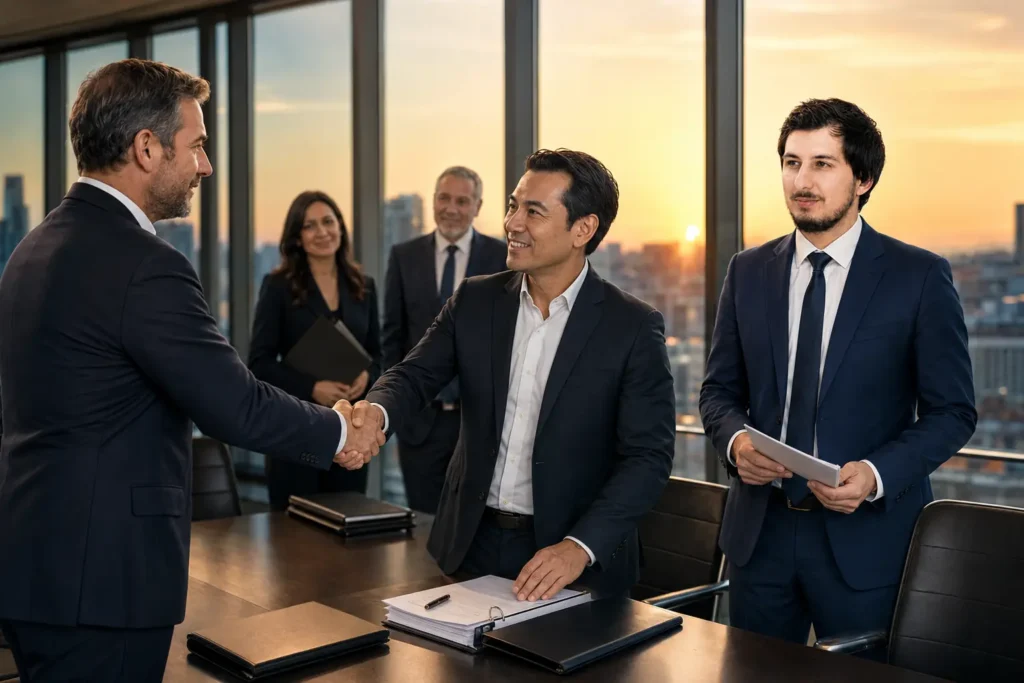 Yavuz Usaklioglu overseeing the closing of a major business sale