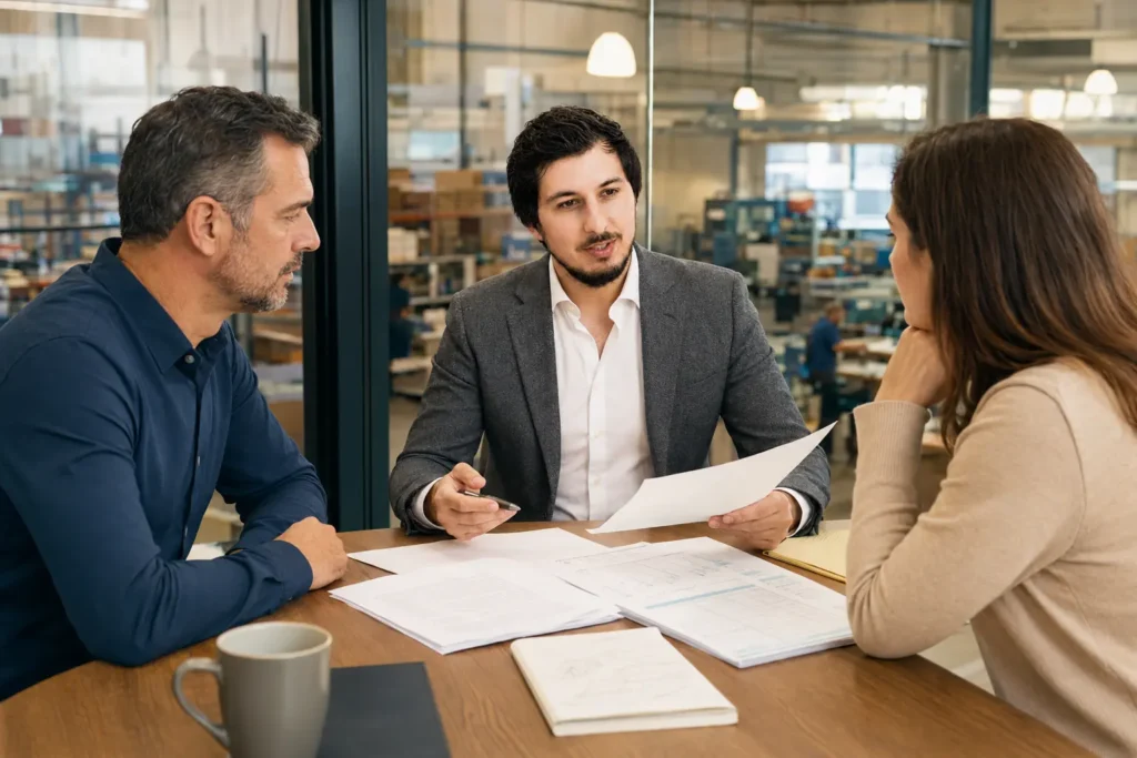Yavuz Usaklioglu advising a business owner and HR manager on an employment demand